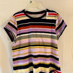 LOFT Multicolor Striped Short-Sleeve Tee - Lavender & Navy